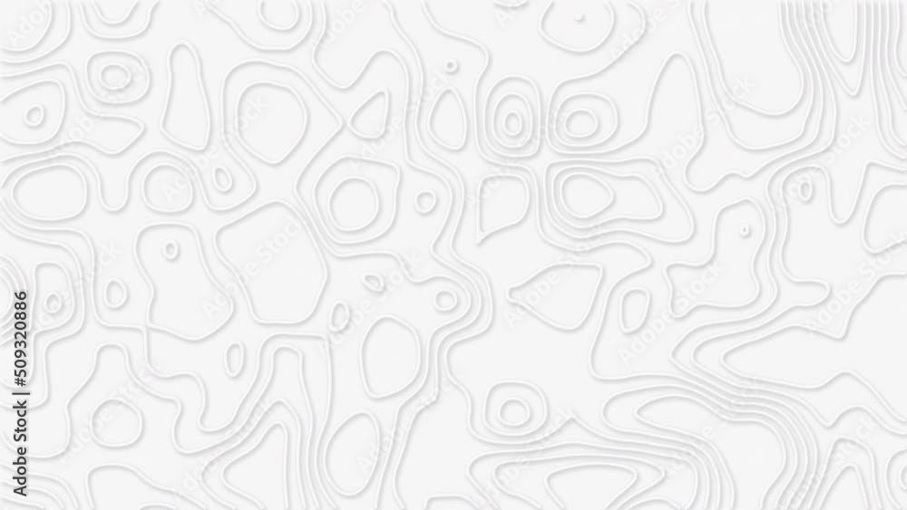 Poster abstract animated outline topographic map. moving 3d waves on white background. 4k looped animation.