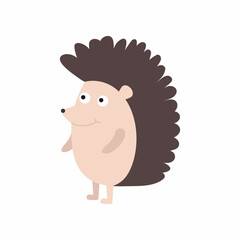 Cute little hedgehog isolated. Cartoon animal character for kids cards, baby shower, invitation, poster, t-shirt, house decor. Vector stock illustration.