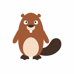 Cute little beaver isolated. Cartoon animal character for kids cards, baby shower, invitation, poster, t-shirt, house decor. Vector stock illustration.