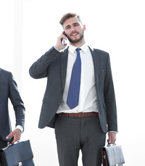 business people go through the office corridor