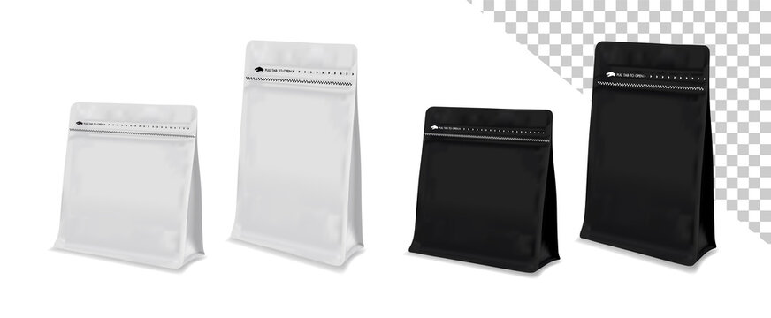 Blank coffee bag vector. Bag for coffee bean. Coffee drip package.