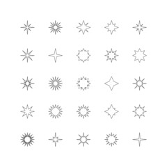 Set of stars line icons. Collection of design elements. Decorative symbols. Vector illustration.	
