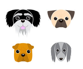 dog face vector illustration hand draw , character for graphic, print, card or poster set6