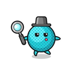spiky ball cartoon character searching with a magnifying glass