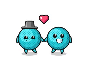 spiky ball cartoon character couple with fall in love gesture