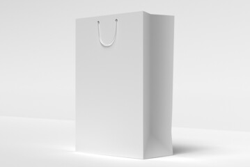 3D rendering. Blank white bag to show package design, pattern. Mockup