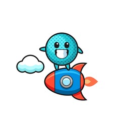 spiky ball mascot character riding a rocket