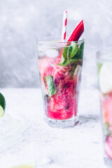 Summer refreshing drink with rhubarb