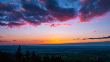 Sunset in the Allgäu with a panoramic view