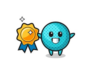 spiky ball mascot illustration holding a golden badge