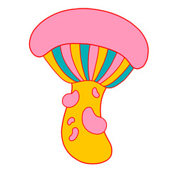 70s retro hippie magic mushroom. Vector illustration
