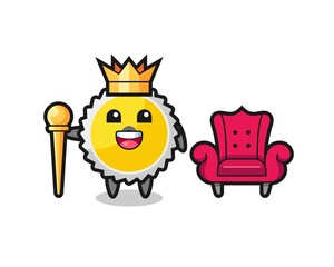 Mascot cartoon of saw blade as a king