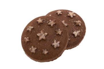chocolate christmas cookies isolated