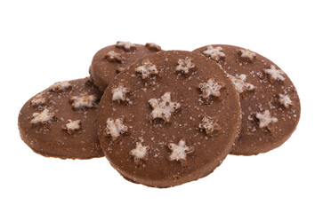 chocolate christmas cookies isolated