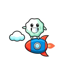 chewing gum mascot character riding a rocket