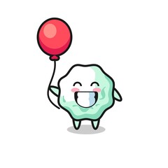 chewing gum mascot illustration is playing balloon