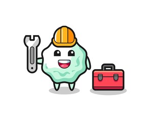Mascot cartoon of chewing gum as a mechanic