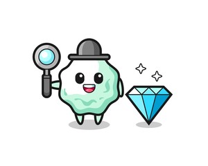 Illustration of chewing gum character with a diamond