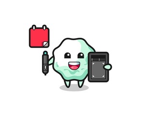 Illustration of chewing gum mascot as a graphic designer