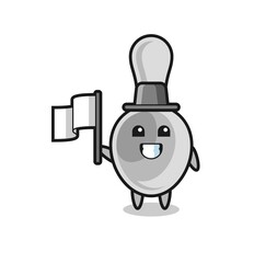 Cartoon character of spoon holding a flag