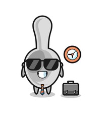 Cartoon mascot of spoon as a businessman