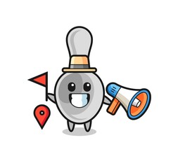 Naklejka premium Character cartoon of spoon as a tour guide
