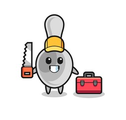 Fototapeta premium Illustration of spoon character as a woodworker