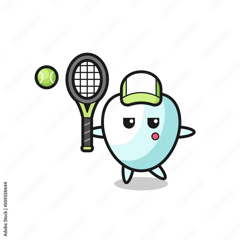 Poster Cartoon character of tooth as a tennis player