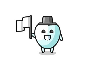 Cartoon character of tooth holding a flag