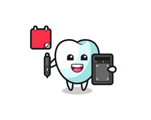 Illustration of tooth mascot as a graphic designer