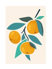 illustration of an orange with leaves