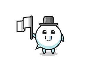 Fototapeta premium Cartoon character of speech bubble holding a flag
