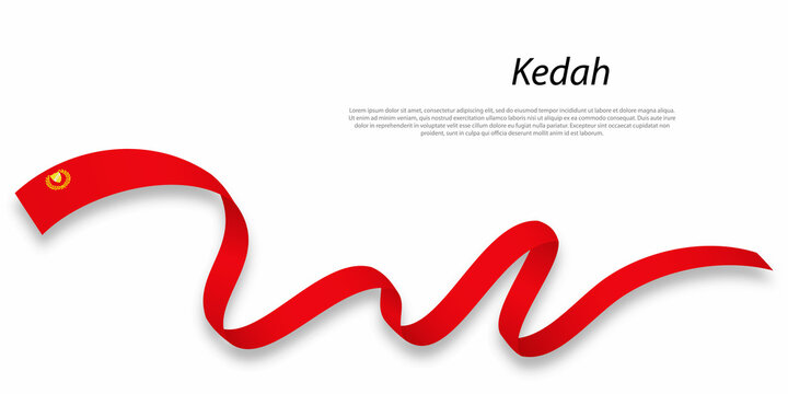 Waving ribbon or stripe with flag of Kedah