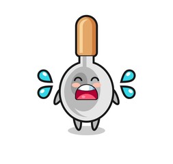 cooking spoon cartoon illustration with crying gesture