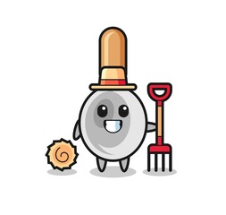 Mascot character of cooking spoon as a farmer