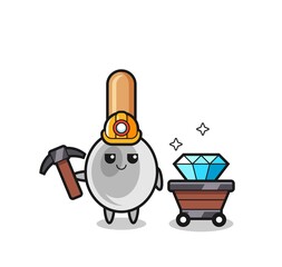 Character Illustration of cooking spoon as a miner