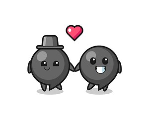 comma symbol cartoon character couple with fall in love gesture
