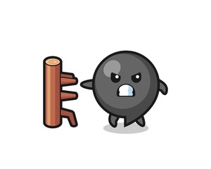 comma symbol cartoon illustration as a karate fighter