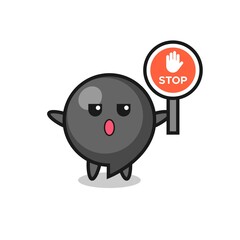 comma symbol character illustration holding a stop sign