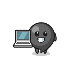Mascot Illustration of comma symbol with a laptop