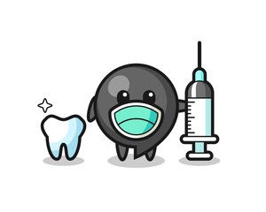 Mascot character of comma symbol as a dentist