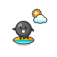 Illustration of comma symbol cartoon do surfing on the beach
