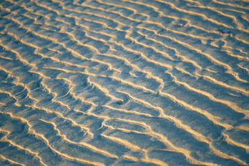 Fototapeta na wymiar Rigged beach sand pattern abstract. High angle view.