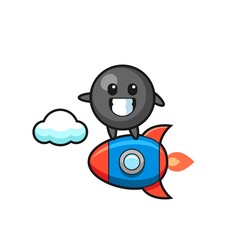 dot symbol mascot character riding a rocket