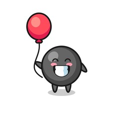 dot symbol mascot illustration is playing balloon
