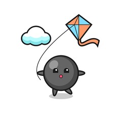 dot symbol mascot illustration is playing kite