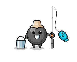 Fototapeta premium Mascot character of dot symbol as a fisherman