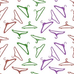 Cartoon seamless clothes hangers pattern for fabrics and wrapping paper and packaging and notebooks and shops and kids