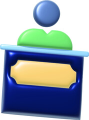 Speaker icon isolated, Public speech. Person on podium. Minimalism concept. 3d illustration 3D render