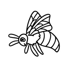 Bee Coloring Page Isolated for Kids